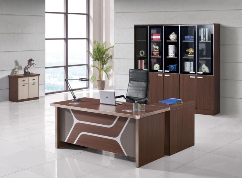 Luxury Style Aluminium Edge 160cm 180cm 200cm L Shaped Wooden Executive Office Table