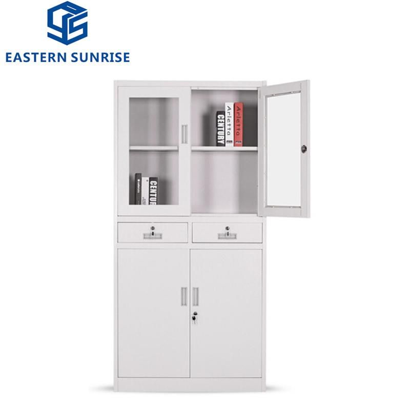 Office Furniture Metal 4 Door Half Glass Storage Cupboard Cabinet