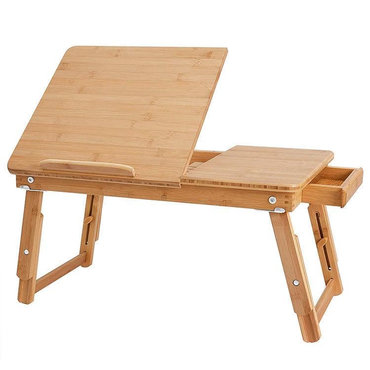 Natural Bamboo Adjustable Folding Bed Table Laptop Desk