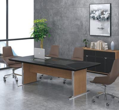 Popular Boardroom Office Conference Table with Leather Faced Table Top