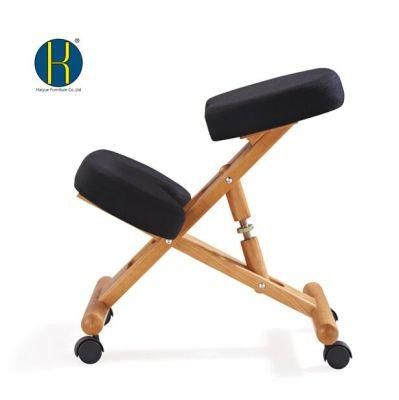 Best Wooden Ergonomic Kneeling Office Chair in Black Fabric