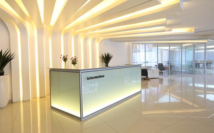 Modern Office Counter Reception with Table Design Used Curved Partition Panel