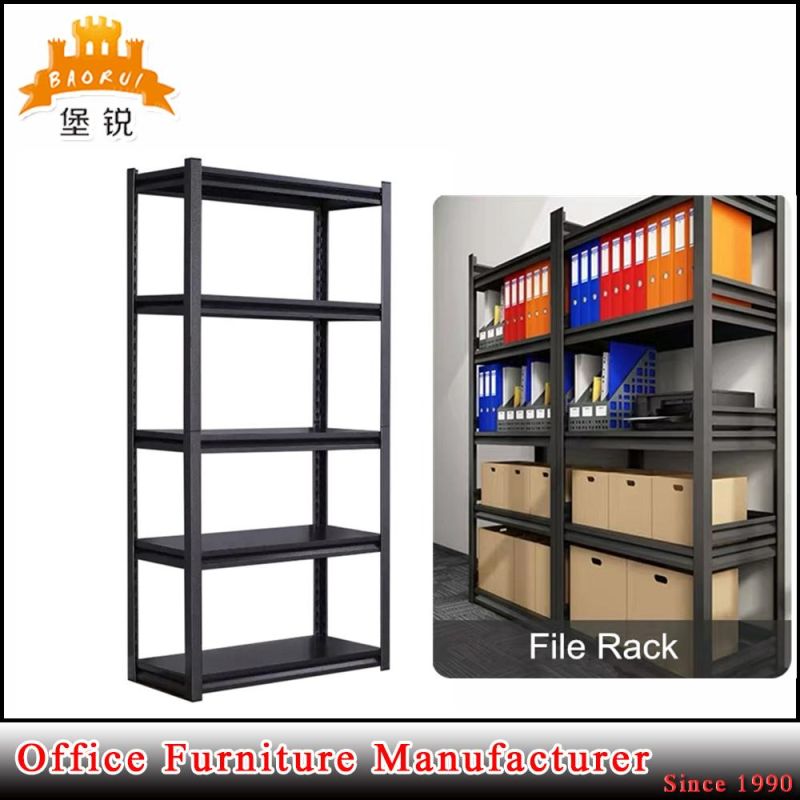 Customize 5 Shelves Black Powder Coated Metal Storage Office Room File Rack