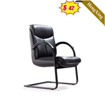 Simple Design Office Furniture Meeting Room Black PU Leather Fixed Feet Metal Frame Training Chair