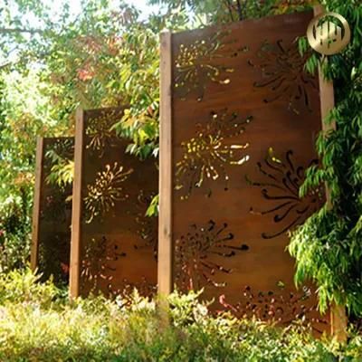 Modern Style Corten Steel Courtyard Divider Rusty Metal Screen