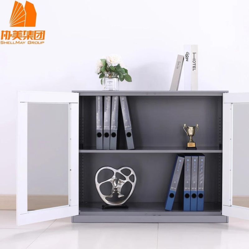 Useful Glass and Steel Double Door Metal Cabinet Metal Cupboard