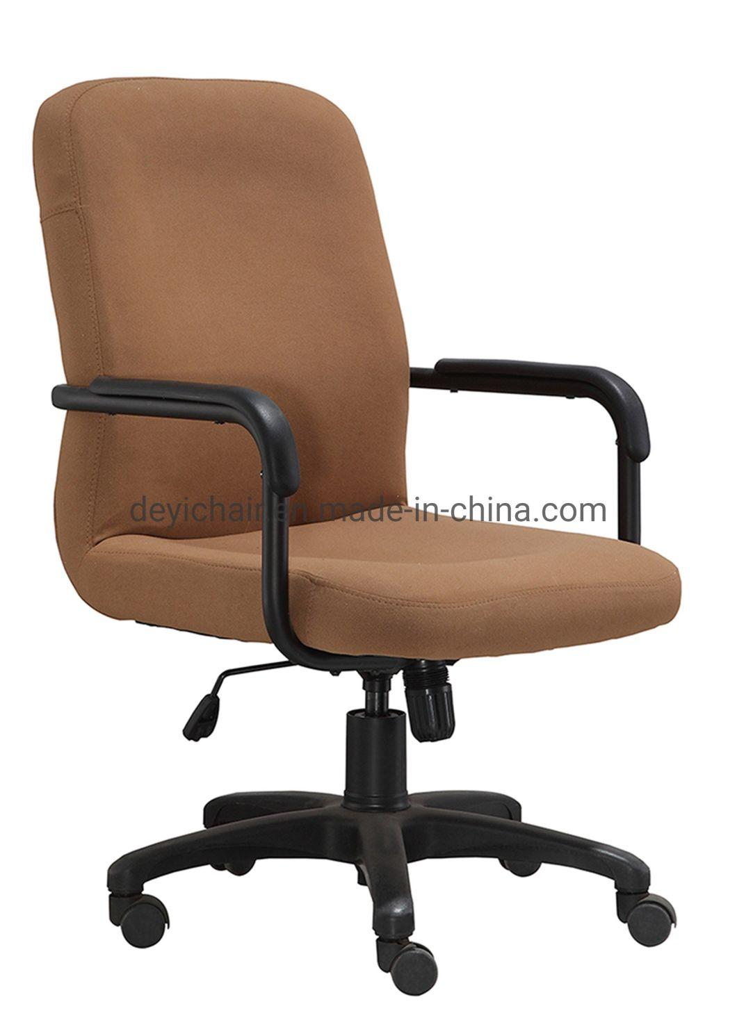MID Back Simple Tilting Mechanism 320mm Nylon Base with PU Armrest Brown Color Office Chair
