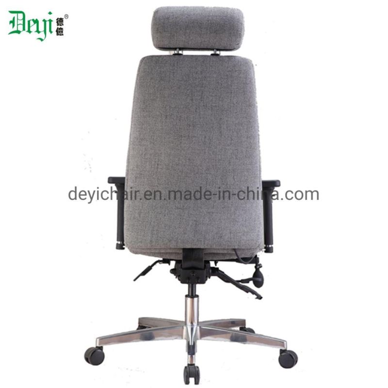 Grey Fabric Upholstery High Back Functional Mechanism with PU Adjustable Arm Aluminium Base Office Chair