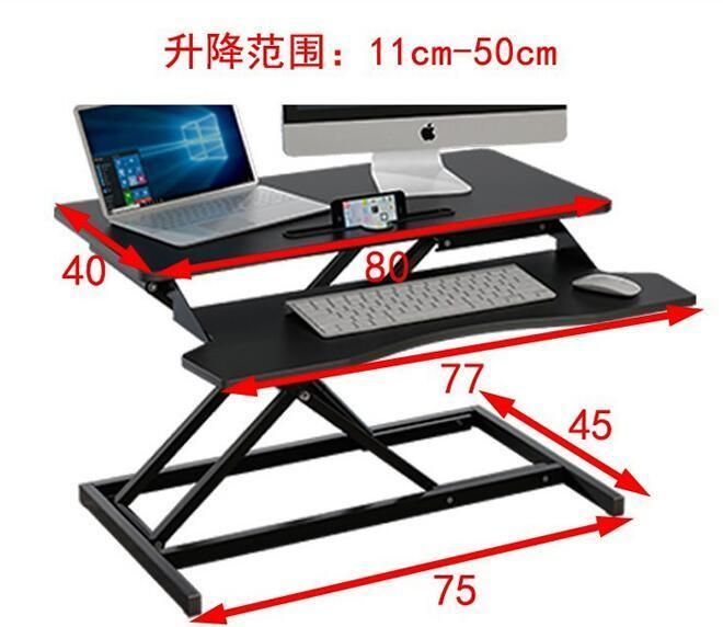 Desk Converter, Height Adjustable Riser, Sit to Stand Dual Monitor and Laptop Workstation with Wide Keyboard Tray