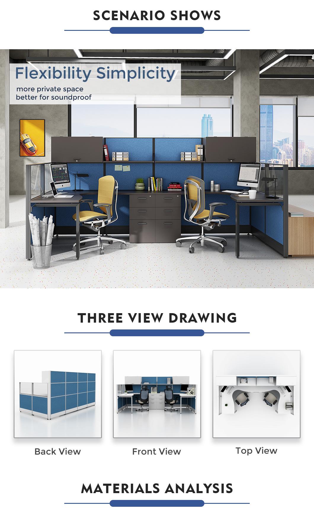 Classic Office Aluminum Profile Partition Desk Workstation with Desktop Partition