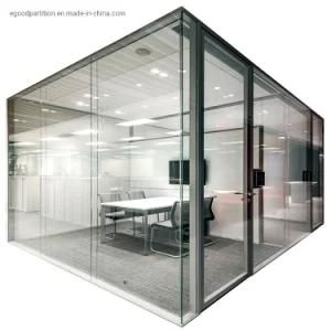 Double Glass Partition Office Divider Glass Partition Wall with Shutter and Blind