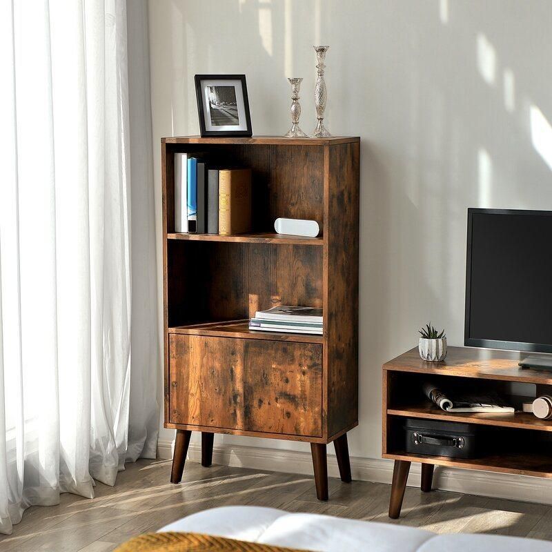 Rustic Brown Bookcase Bookshelves Book Storage for Home Office Living Room