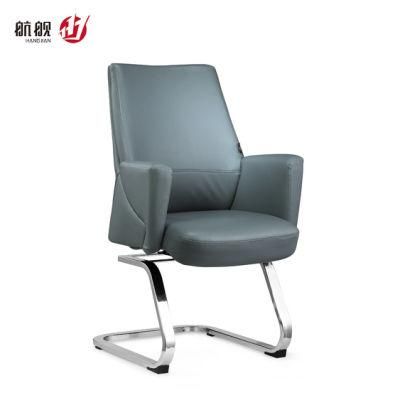 with 180 Deg Resilient Mechanism Middle Back Leather Visitor Chair