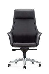 Modern Black PU Armrest Headrest Aluminum Base Swivel Executive Chair