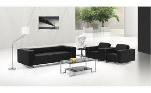 Metal Structure Multi Seater PU Leather Black Office Sofa