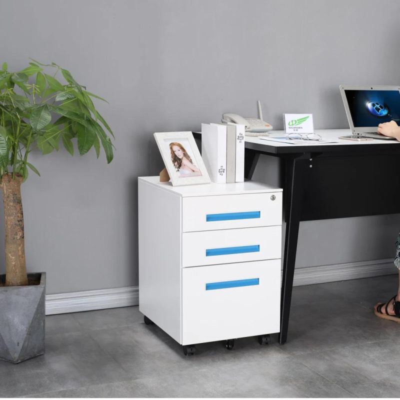 Modern Simple Office 3 Drawer Metal Hand Mobile Cabinet