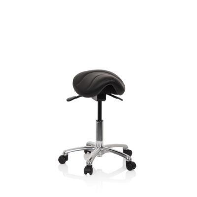 250mm Aluminum Base Nylon Castor Class 4 Gas Lift Two Lever Tilting Mechanism PU Upholstery Saddle Stool Chair