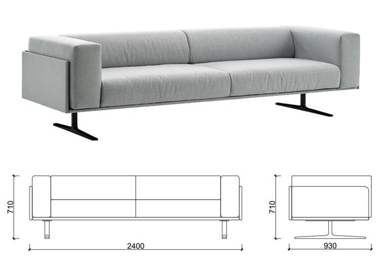 Custom Fabric Commercial Furniture Single Sofa with Aluminum Alloy Legs