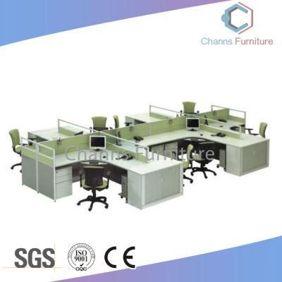 Cusomized 8 Seats White Desk Green Partition Office Workstation (CAS-W31432)