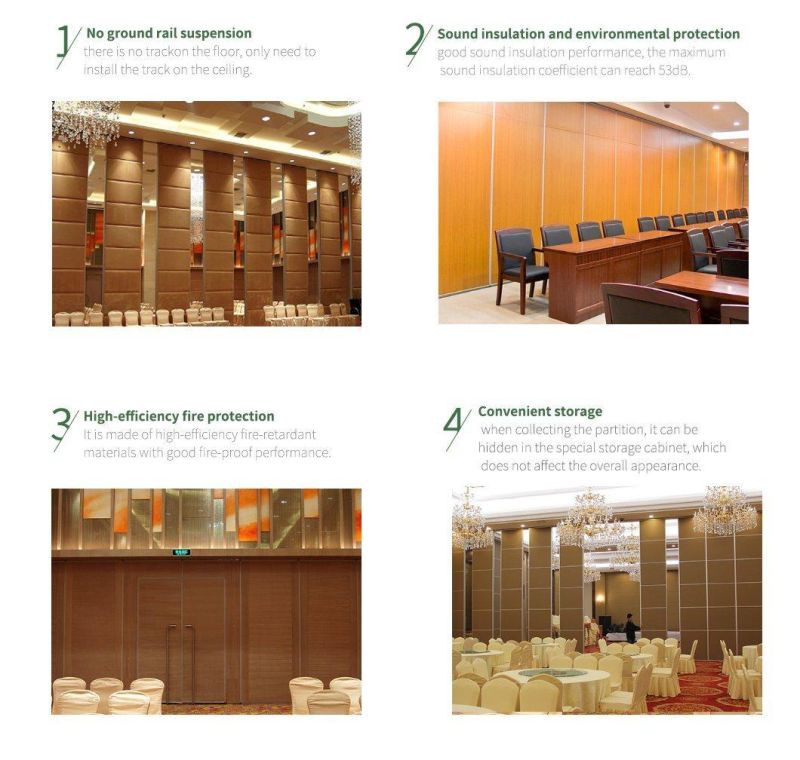 Eco Friendly Soundproof Hotel Ballroom Soundproof Room Divider Acoustic Movable Partitions Wall