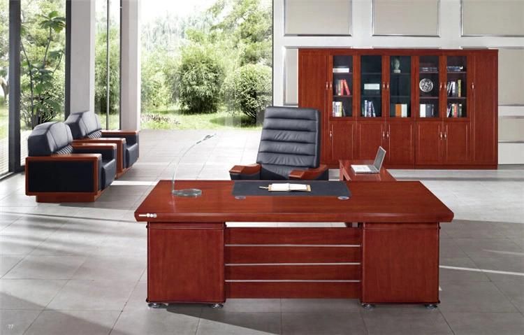1.8 Meter L Shape Manager Office Table Wood Veneer Office Desk in Traditional Design