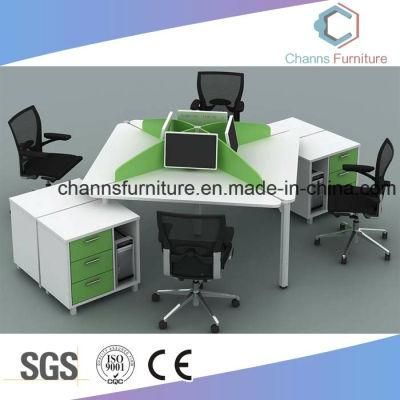 Popular Green Partition Divider Cheap 4 People Office Cross Workstation with Cabinet (CAS-W1875)