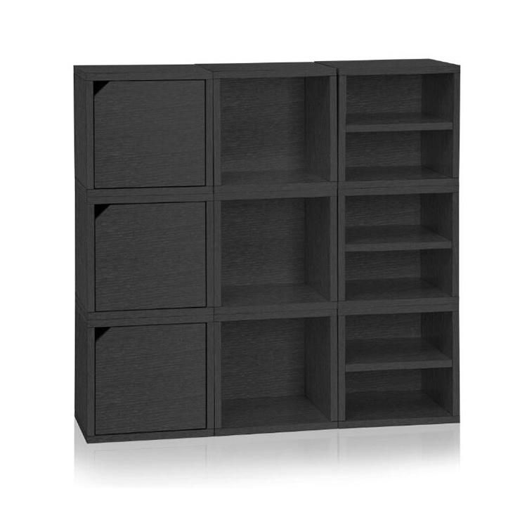 Large Size Wood Bookshelf, Three Color Bookcase with Three Layers