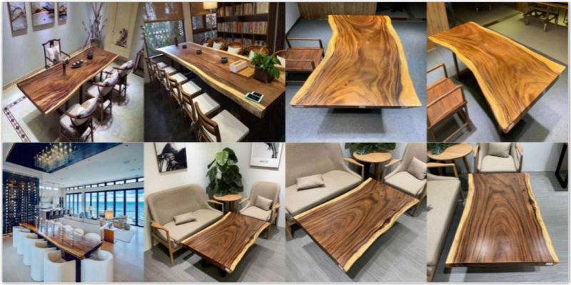Reclaimed Wood Slab Reclaimed Live Edge Slab Office Table Set