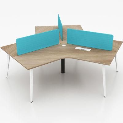 Modern Design Modular Office Furniture Steel Frame 3 Person Open 120 Degree Office Workstation