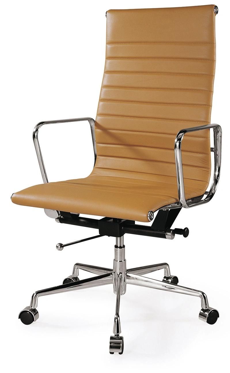 High Back Aluminum Swivel Office Armchair with Castors