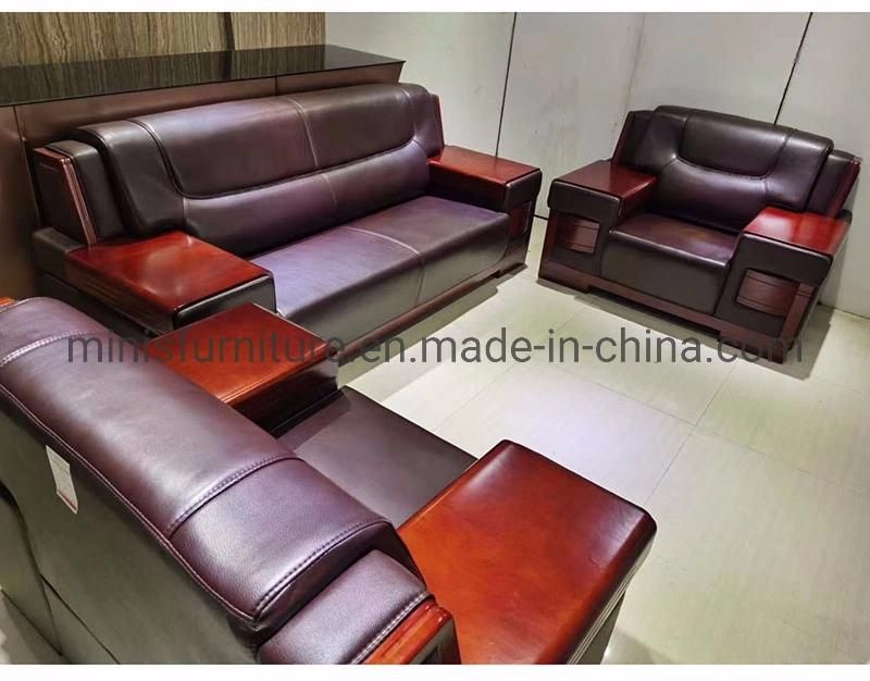 (M-SF34) Wood Frame Office Furniture Commercial Negotiation Leather Sofa Set