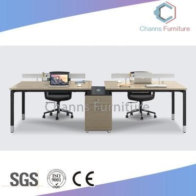 Popular Four Seats Straight Shape Metal Frame Office Workstaiton with Fixed Cabinet (CAS-W31401)