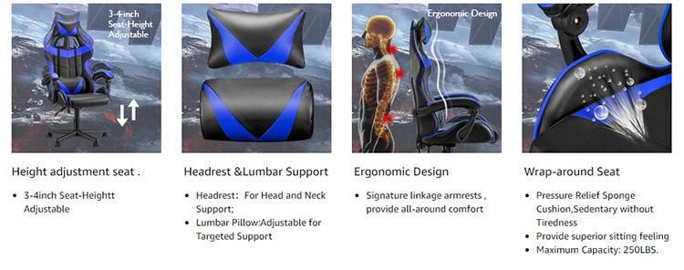 Cheap High Back Computer Ergonomic Armrest Leather Racing Gamer Gaming Chair