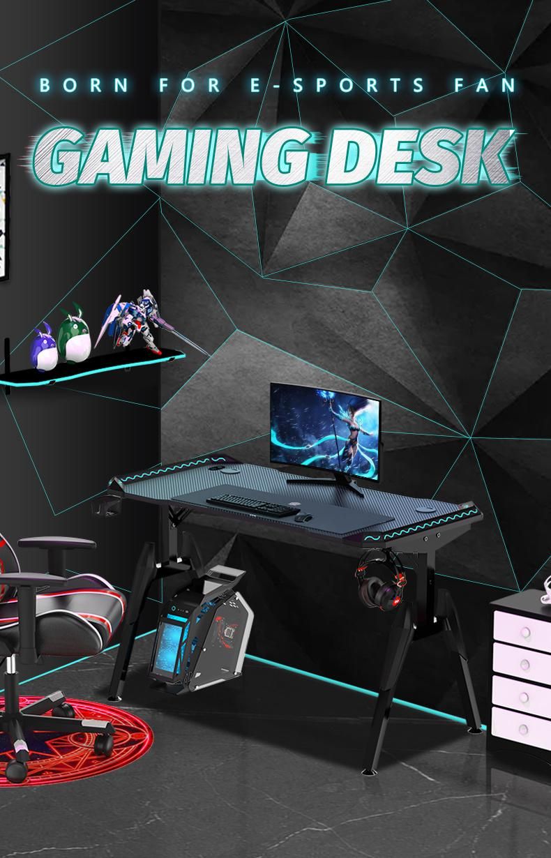 Aor Esports Customizes Furniture Bedroom RGB LED Light Student Desktop Laptop Dormitory Study Computer Table Gamer Competitive Chair Gaming Desk for Home Office