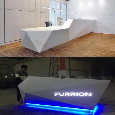 White Decorative Reception Desk Modern Corian Dental Reception Counter