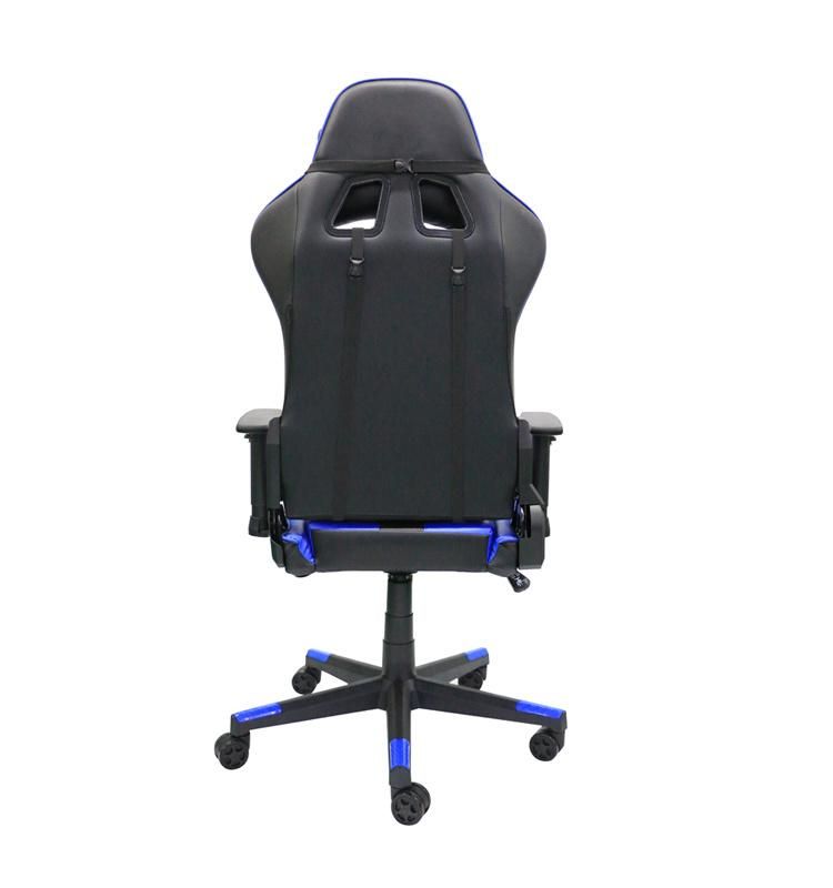 (KNIGHT-BU) Fashionable High Quality Blue Racing Computer Gaming Chair Ergonomic Backrest and Seat Height Adjustment with Headrest