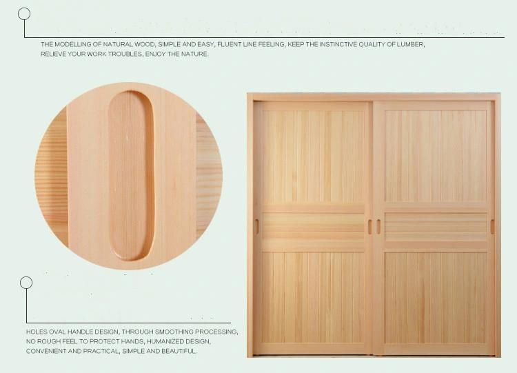Modern Nordic Style Log Color Bedroom Furniture Sliding Door Wooden Storage Wardrobe
