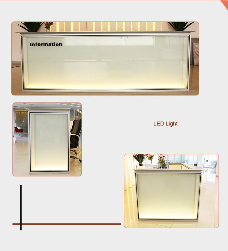 Heigh Quality Antique Glass Panel Modern Office Reception Desk