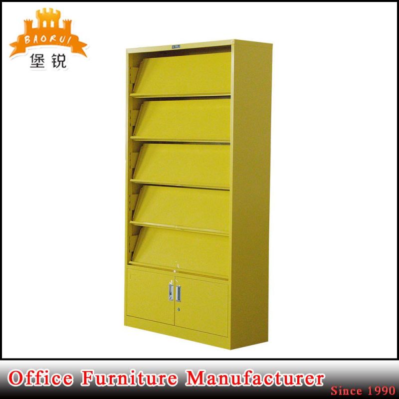 5 Layer Metal Magazine Display Rack with Small Locker Downside