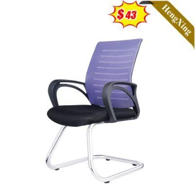 Simple Design Cheap Office Furniture Blue Fabric Mesh Fixed Metal Legs Chair