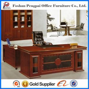 China Export Vintage Wooden Office Table with PU Pattern