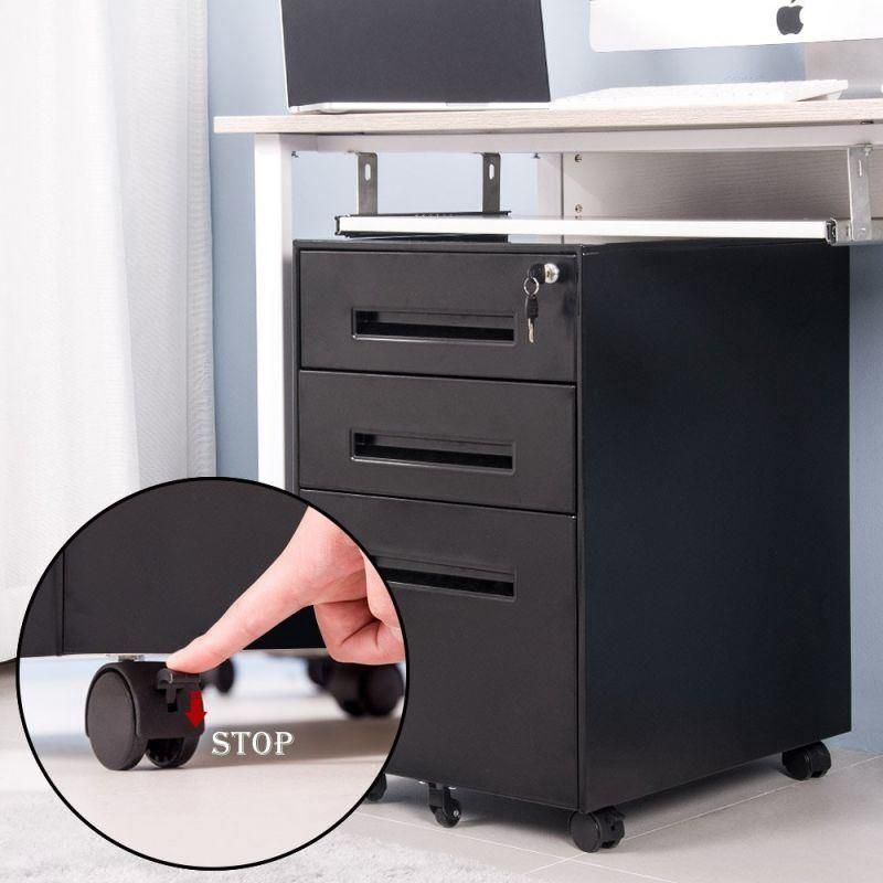 Office 3 Drawers Anti-Tilt Mobile Pedestal Cabinet