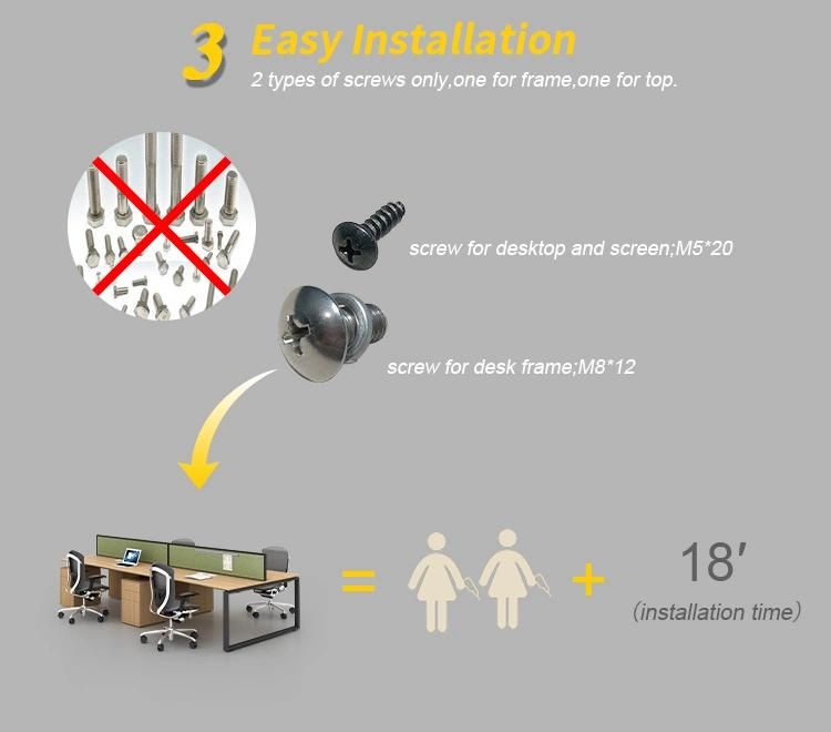 Modern Customer Size Desk 2 Person Open Office Cubicle Workstation
