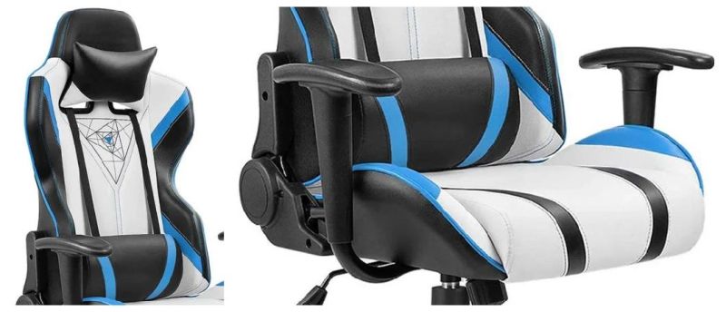Wireless Speaker Reclining Swivel Gaming Chair with Lumbar Pillow