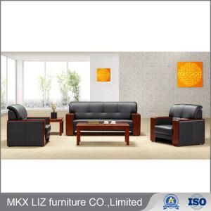 Office Furniture Teak Wood Synthetic Leather Sofa (S831)