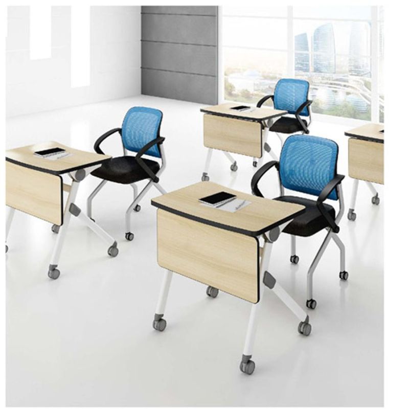 Low Price Modern Training Room Tables Panel Top Metal Support Folding Training Table