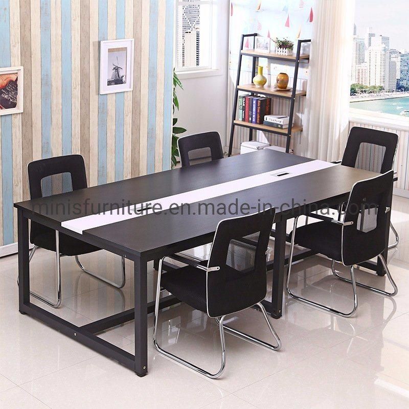 (M-CT345) Commercial Furniture Wood Color Office Table with 8 Office Chairs