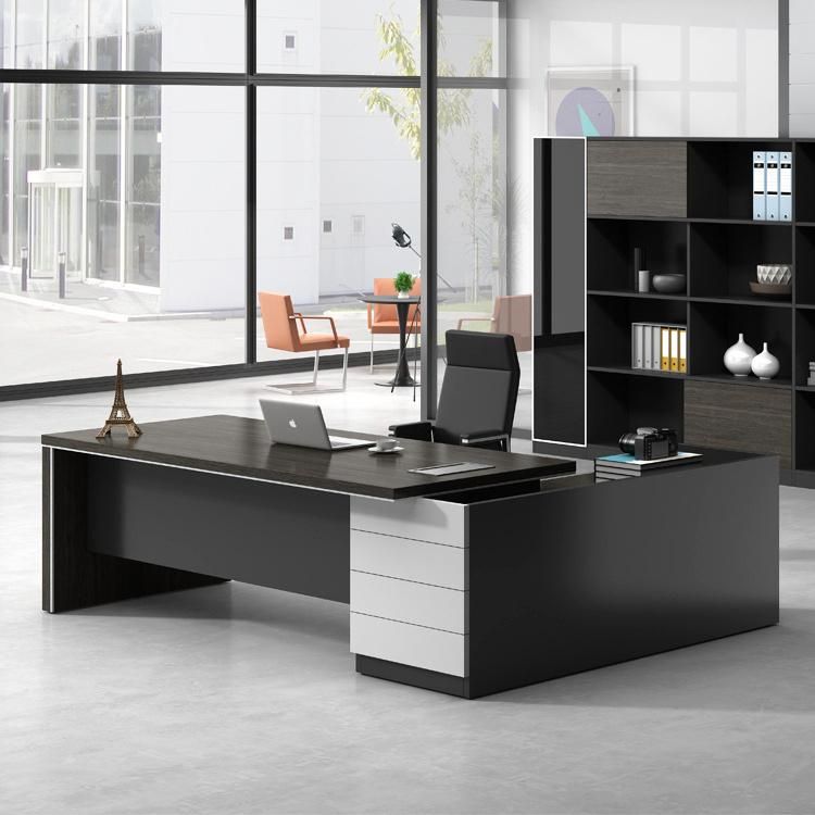 Luxury Wood Office Furniture MFC Executive L-Shaped CEO Work Computer Desk