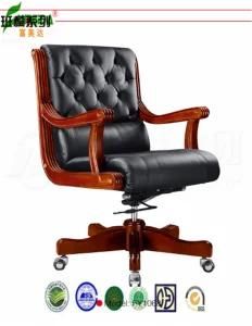Swivel Leather Executive Office Chair with Solid Wood Foot (FY1068)