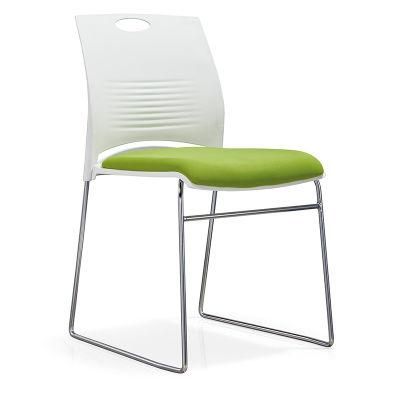 Solid Metal Chrome Legs PP Office Training Conference Meeting Room Visitor Guest Stacking Chair